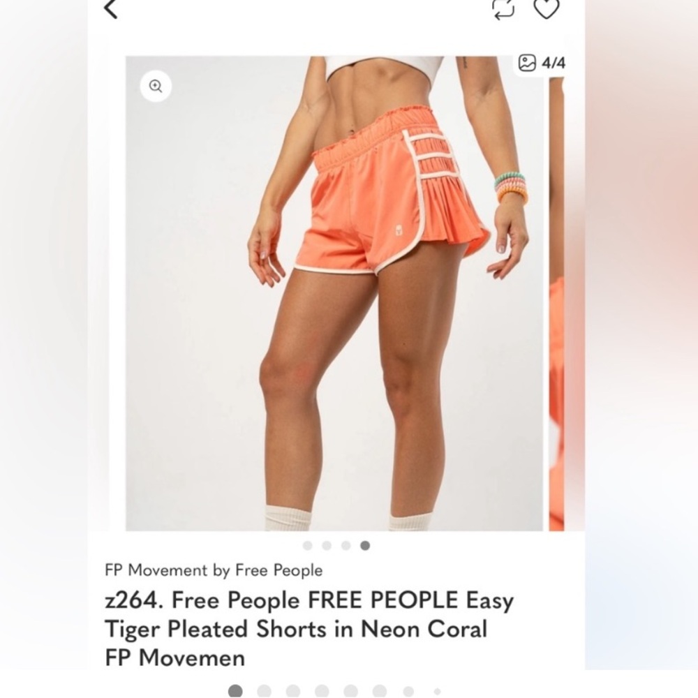 NWOT Free People Movement pleated Tiger Neon Coral Athletic Shorts XS